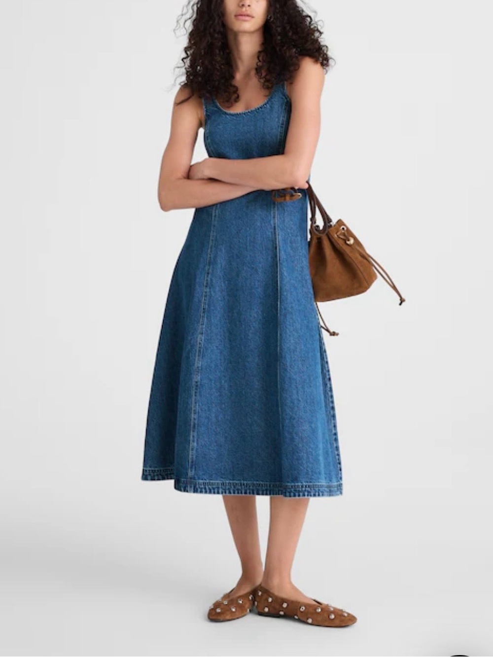 Madewell Denim Midi Dress XXS Adjustable Straps Fit & Flare NWT Fair Trade